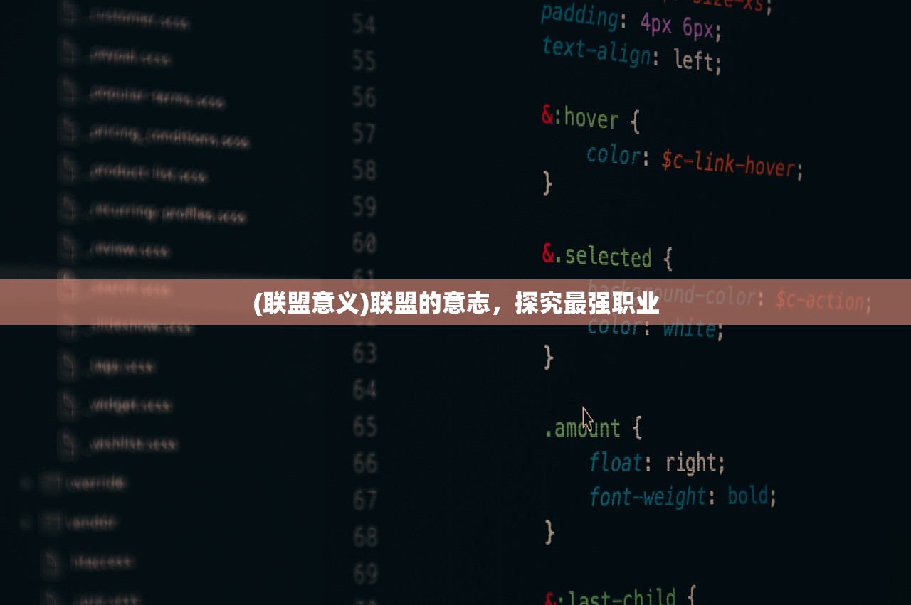 (联盟意义)联盟的意志，探究最强职业